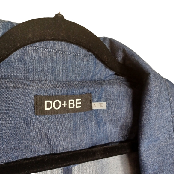 DO + BE Dark Medium Blue Chambray Long Sleeve Open Cardigan Shawl Small - Picture 3 of 6